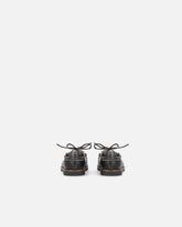 Leather moccasins with jewel details - | Pinko