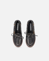 Leather moccasins with jewel details - | Pinko
