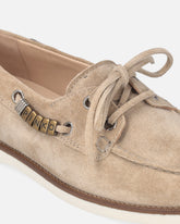 Suede moccasins with jewel details - | Pinko