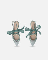 Slingback ballerinas with ties - Sage Green | Pinko