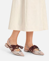 Slingback ballerinas with ties - Pink | Pinko