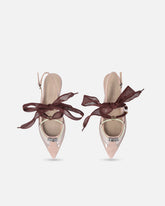 Slingback ballerinas with ties - | Pinko