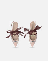 Slingback ballerinas with ties - Pink | Pinko