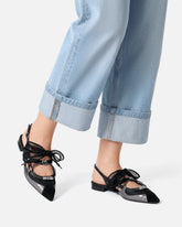 Slingback ballerinas with ties - Black | Pinko