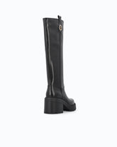 High leather boots with logo detail - Black | Pinko
