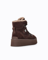 Suede ankle boots with faux fur lining - Brown | Pinko