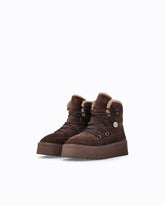 Suede ankle boots with faux fur lining - Brown | Pinko