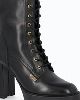 Lace-up leather ankle boots with heel - Black | Pinko
