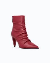 Nappa leather ankle boots with gathered leg shaft - Red | Pinko