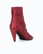 Nappa leather ankle boots with gathered leg shaft - Red | Pinko