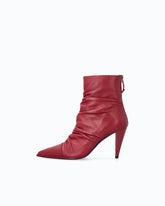 Nappa leather ankle boots with gathered leg shaft - Red | Pinko