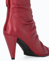 Nappa leather ankle boots with gathered leg shaft - Red | Pinko