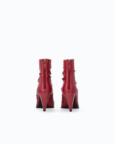 Nappa leather ankle boots with gathered leg shaft - Red | Pinko