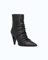 Nappa leather ankle boots with gathered leg shaft - Black | Pinko
