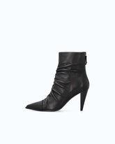 Nappa leather ankle boots with gathered leg shaft - Black | Pinko