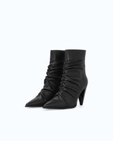 Nappa leather ankle boots with gathered leg shaft - Black | Pinko