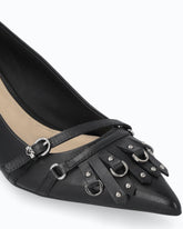 Leather pumps with straps and fringing - | Pinko