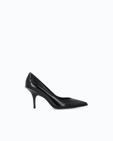 Leather court shoe with logo on the heel - Black | Pinko