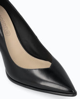 Leather court shoe with logo on the heel - Black | Pinko