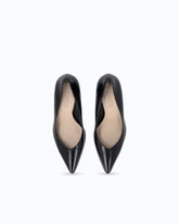 Leather court shoe with logo on the heel - Black | Pinko