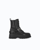 Leather combat boots with strap - Black | Pinko