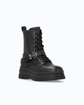 Leather combat boots with strap - Black | Pinko