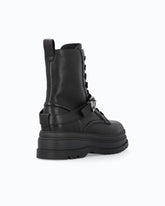 Schnürstiefel aus Leder mit Riemchen - Schwarz | Pinko