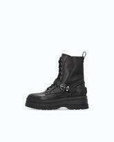 Schnürstiefel aus Leder mit Riemchen - Schwarz | Pinko