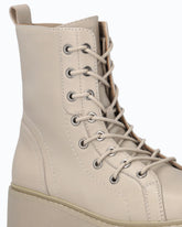 Leather ankle boot with lug sole - Beige | Pinko