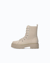 Leather ankle boot with lug sole - Beige | Pinko