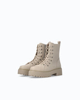 Leather ankle boot with lug sole - Beige | Pinko