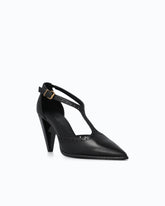 Leather T-strap pumps with high heel - | Pinko