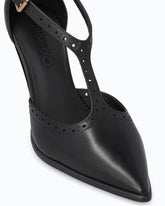 Leather T-strap pumps with high heel - | Pinko