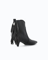 Leather ankle boots with heel and fringing - | Pinko