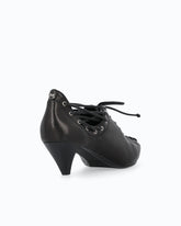 Nappa leather court shoe with lace-up detail and cone heel - | Pinko