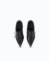 Nappa leather court shoe with lace-up detail and cone heel - | Pinko