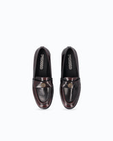 Leather loafer with logo and lug sole - Burgundy | Pinko