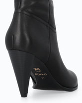 High leather boots with laces and maxi cuff - Black | Pinko