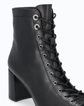 Lace-up leather ankle boots with heel - | Pinko