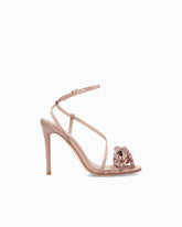 High-heeled satin sandals with bow and rhinestones - | Pinko