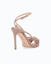High-heeled satin sandals with bow and rhinestones - | Pinko