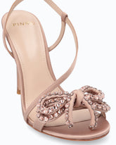 Satin stiletto sandal with strass bow - | Pinko