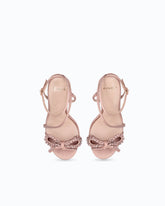 High-heeled satin sandals with bow and rhinestones - | Pinko