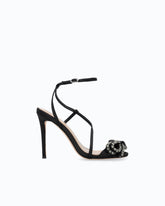 High-heeled satin sandals with bow and rhinestones - | Pinko