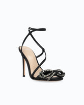 Satin-Stiletto-Sandale mit Strass-Schleife - | Pinko