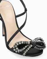Satin-Stiletto-Sandale mit Strass-Schleife - | Pinko