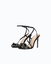 Satin-Stiletto-Sandale mit Strass-Schleife - | Pinko