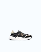 Sneakers with logo and mirror-finish details - Multicolor Black-Gold-White | Pinko