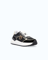 Sneakers with logo and mirror-finish details - Multicolor Black-Gold-White | Pinko