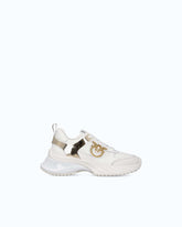 Ariel leather-effect sneakers with mirror detailing - | Pinko